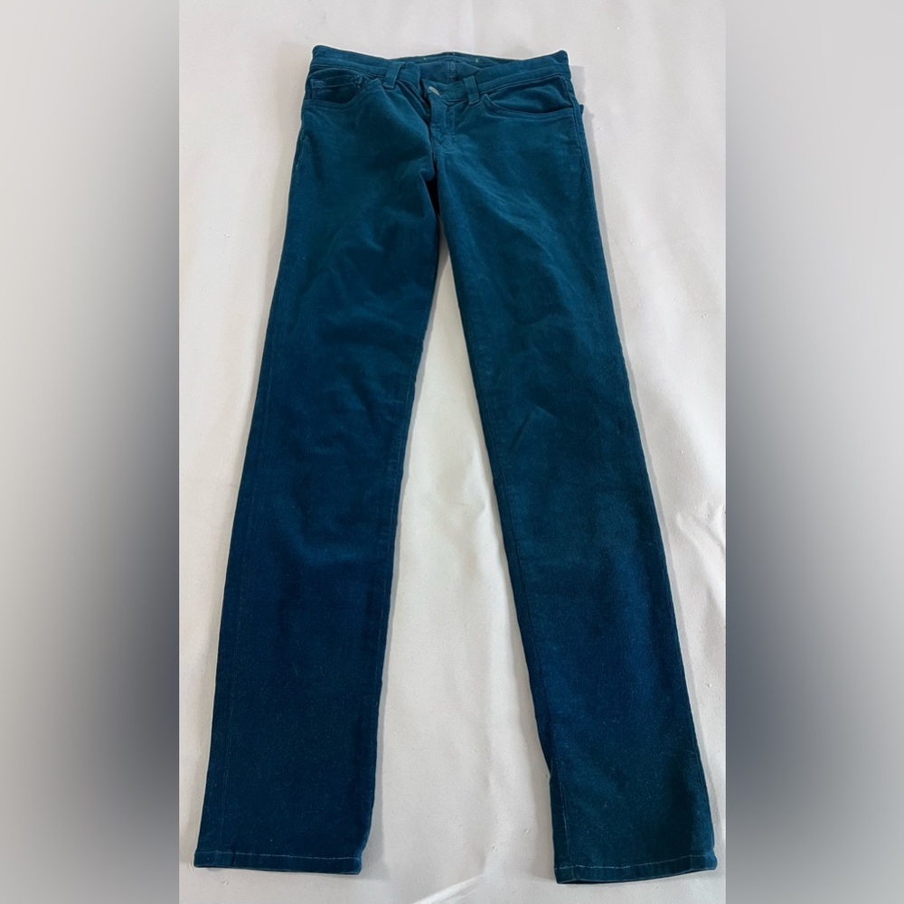 J Brand Greenโ Corduroy Velvet Pants Jeans Size 25 Skinny Leg Mid Rise 514F217
